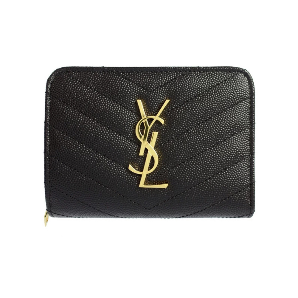 SAINT LAURENT Paris Monogram Compact Full Zip Wallet Bi fold Short